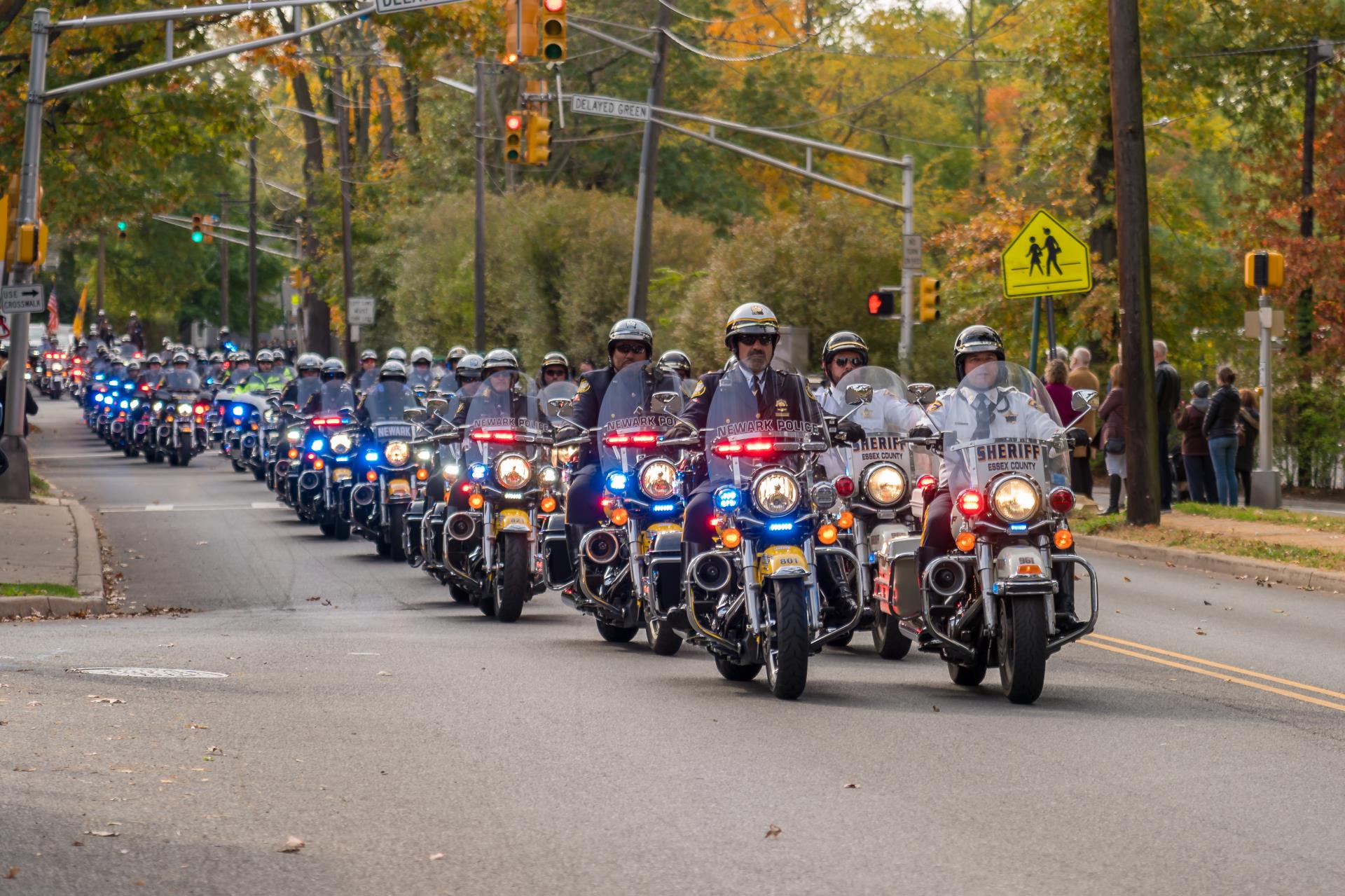 Image of motorcycle procession at Chief DeVaul's funeral.