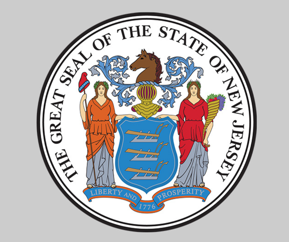 Image of the NJ State Seal on a gray background