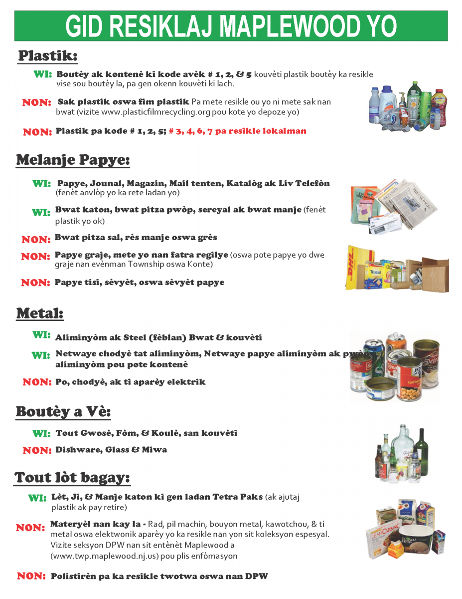 2021 Maplewood Recycling Guidelines (Creole)
