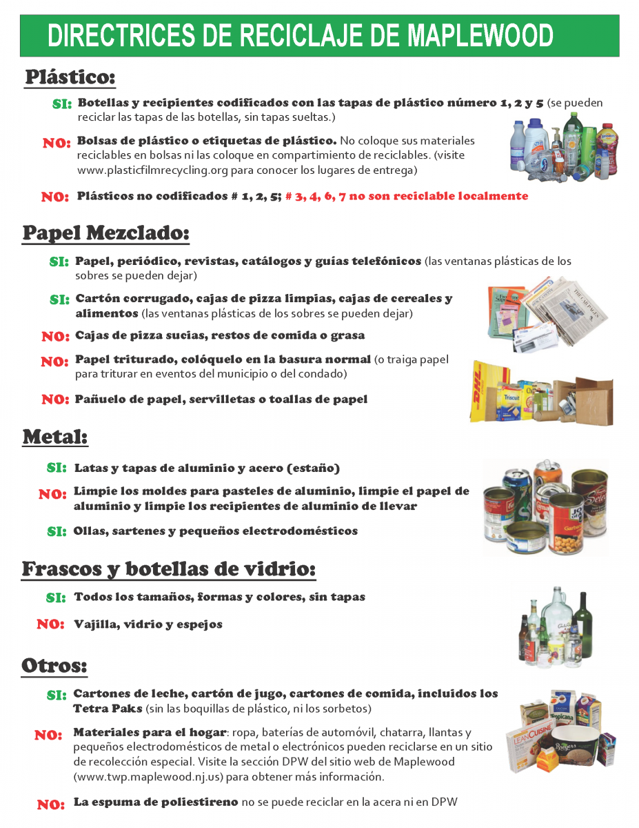2021 Maplewood Recycling Guidelines (Spanish)